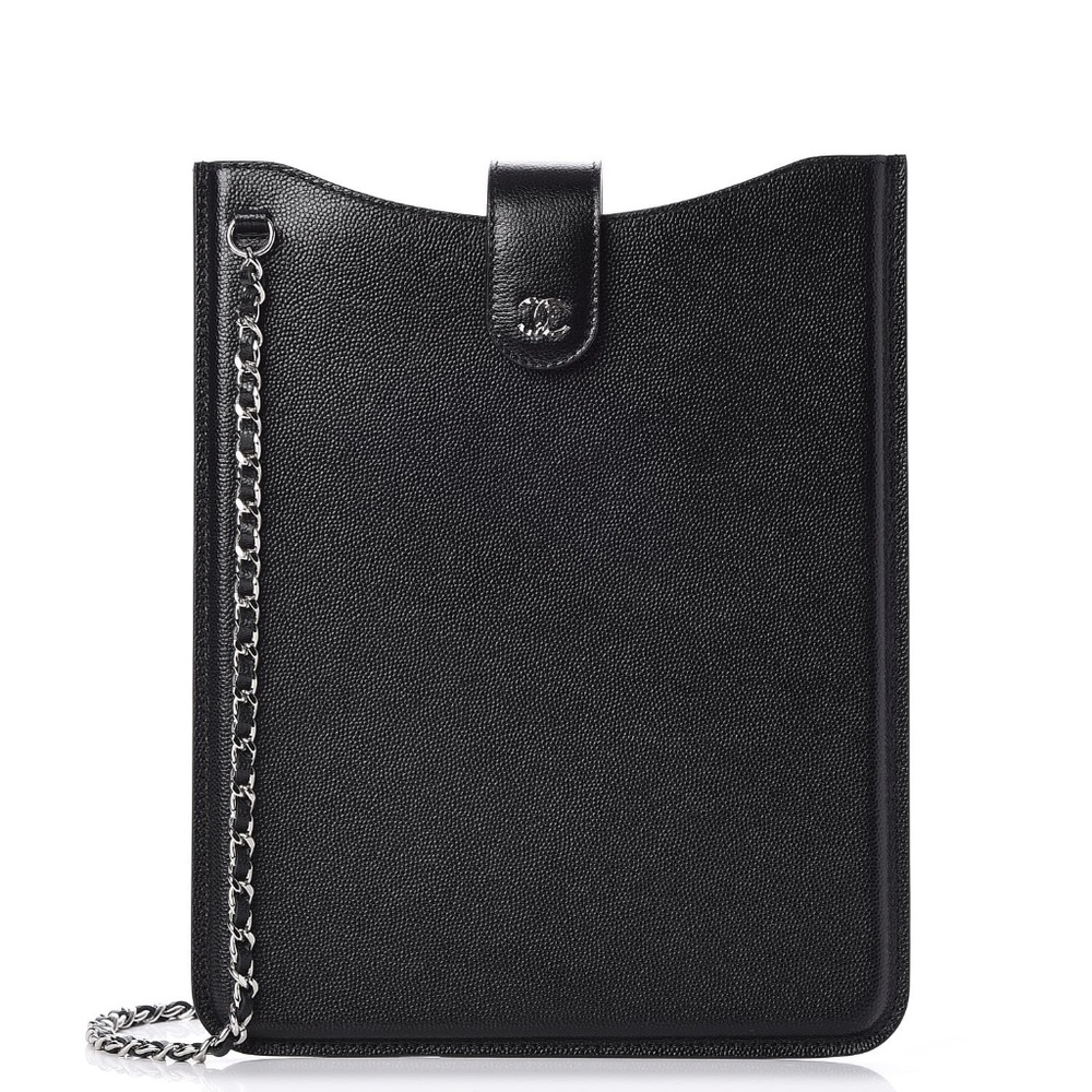 Chanel Caviar iPad/ Tablet Case Bag Crossbody Chain CC